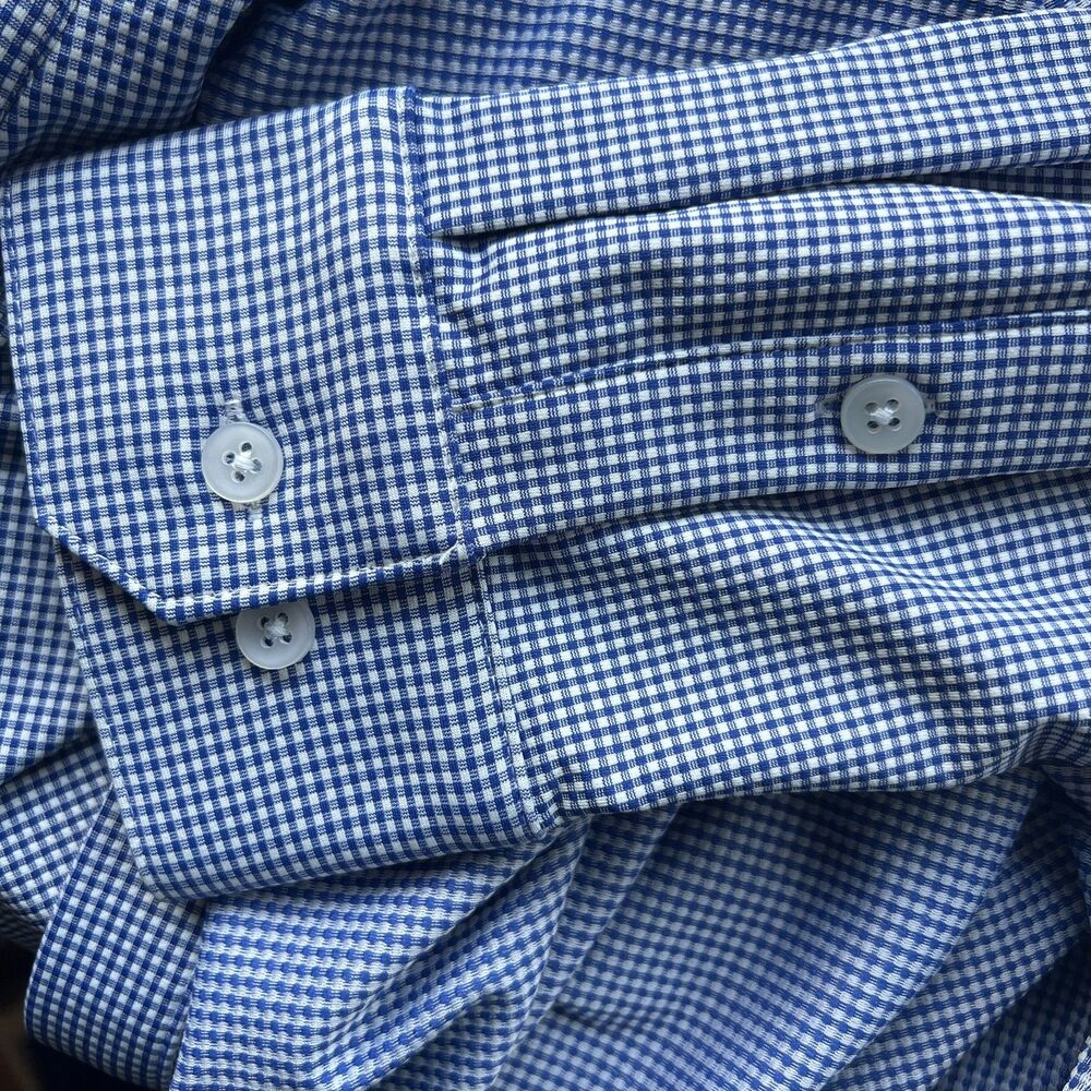Mizzen + Main Spinnaker Shirt Mens XL Blue White Check East Lake Logo - Picture 10 of 10